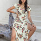 Tied Slit Floral Short Sleeve Dress