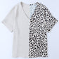 Leopard Color Block V-Neck Blouse
