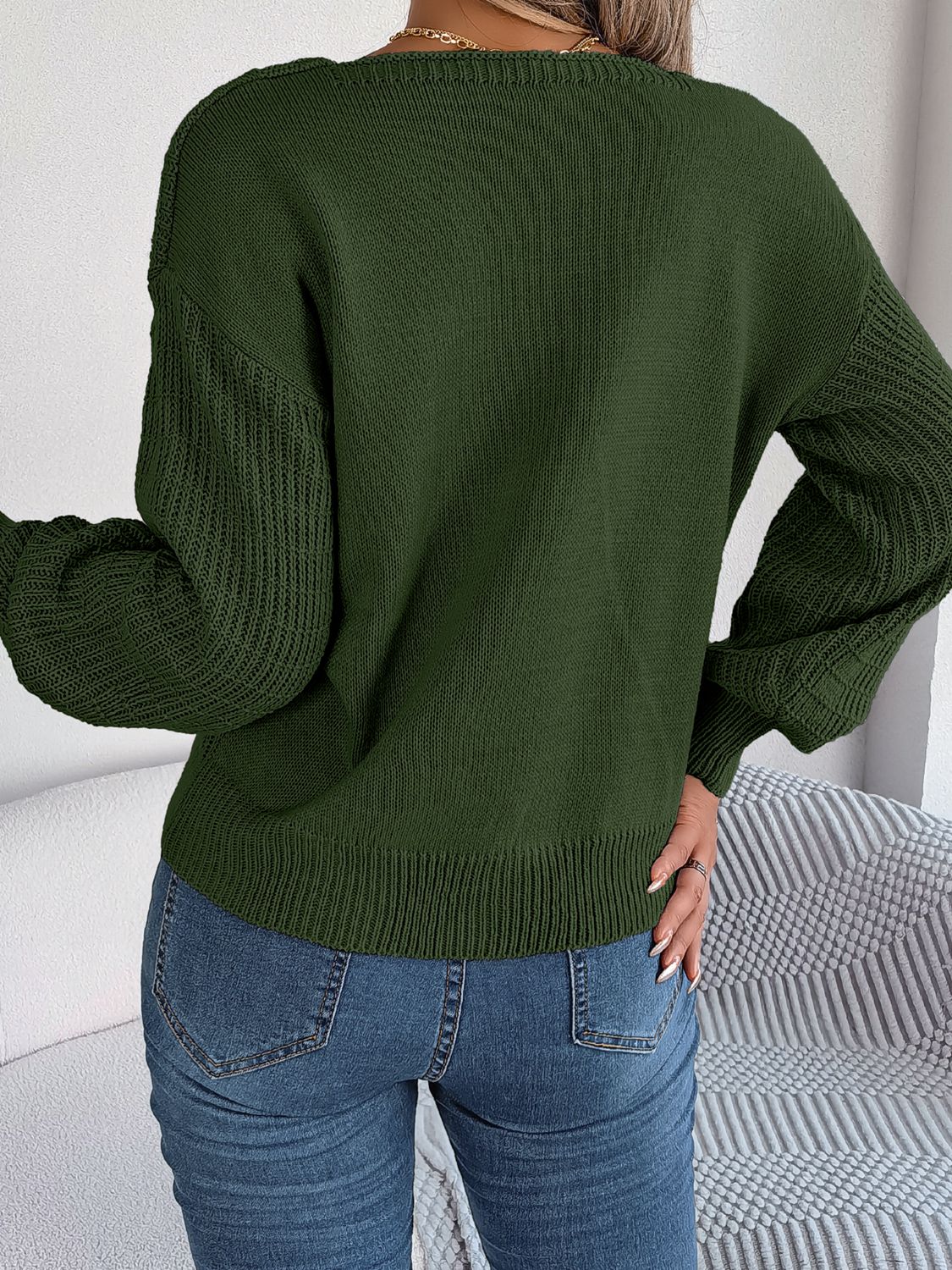 Chic Babe' Square Neck Mixed Knit Sweater 🦋