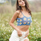 Azure Floral Crochet Cropped Cami