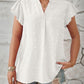 Swiss Dot Notched Cap Sleeve T-Shirt