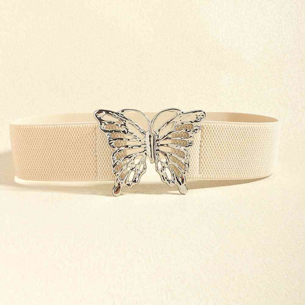 Chic Woman Butterfly Alloy Buckle Elastic Belt