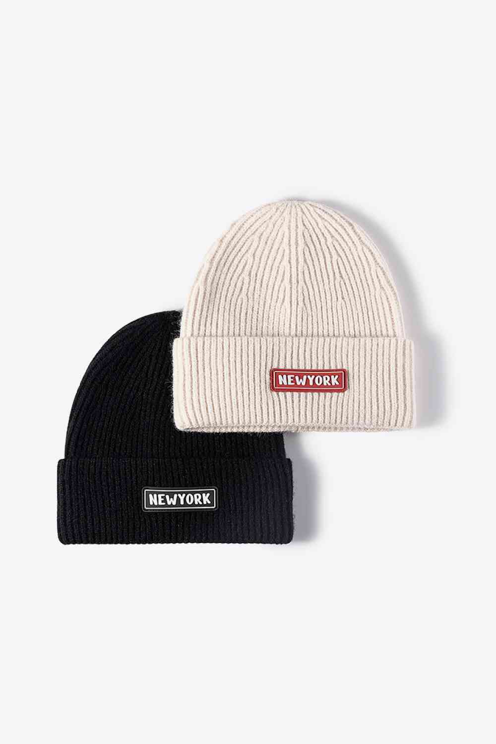 BeanieHatz NEW YORK Patch Rib-Knit Cuffed Beanie