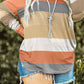 Plus Size Striped Slit Long Sleeve T-Shirt