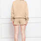 Comfy n' Cozy Round Neck Long Sleeve Sweatshirt and Drawstring Shorts Set