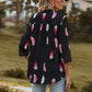 Full Size Printed Roll-Tab Sleeve Notched Neck Blouse