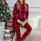 Christmas Plaid Contrast Trim Hooded Lounge Set