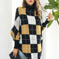 Plaid Turtleneck Dolman Sleeve Poncho