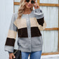 Color Block Button Up Lantern Sleeve Cardigan