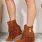 Legend Women's Tassel Wedge Heel Ochre Ankle Boots