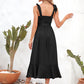 Square Neck Tie Strap Midi Dress