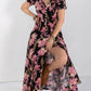 Floral V-Neck Slit Dress