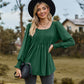 Full Size Puff Sleeve Pleated Blouse