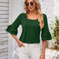 Ruffled Suqare Neck Half Sleeve Blouse