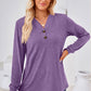 Notched Button Detail Long Sleeve T-Shirt