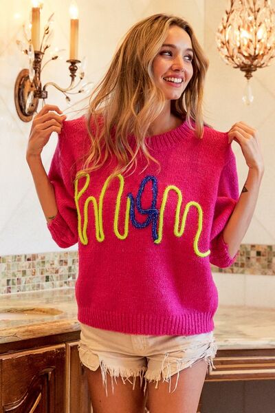 BiBi MOM Contrast Round Neck Sweater  *