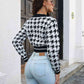 KnittedEmporium Houndstooth Johnny Collar Cropped Sweater