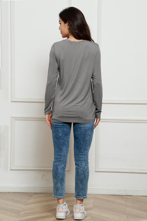 Basic Bae Full Size Round Neck Long Sleeve Top *