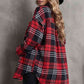 Plaid Collared Neck Button Up Jacket with Pockets