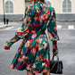 Women's Zabelle Printed Tie Waist Mock Neck Lantern Sleeve Dress
