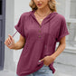 Half Button Drawstring Short Sleeve Hooded T-Shirt