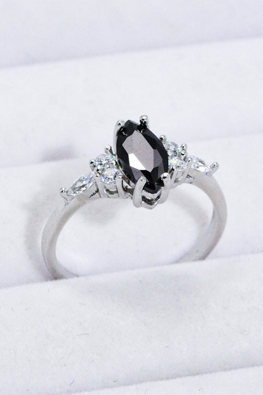 Women's 925 Sterling Silver Black Agate Ring