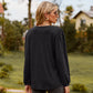 Full Size Puff Sleeve Ruffle Trim Blouse