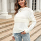Hannah&Mea Round Neck Openwork Long Sleeve Pullover Sweater