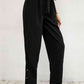 Exquisite Black Buttoned Tie-Waist Cropped Pants