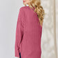 Basic Bae Full Size Ribbed Half Button Long Sleeve High-Low T-Shirt