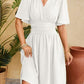 Ruched Surplice Short Sleeve Dress