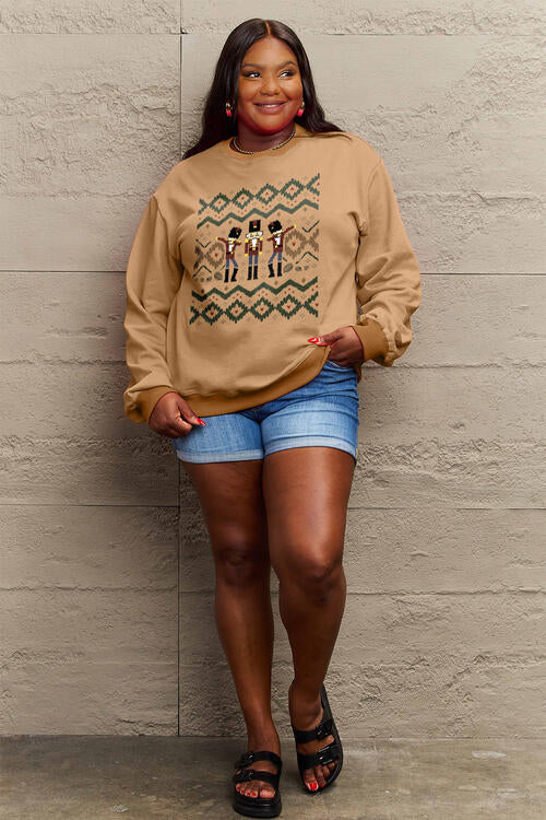 Simply Love Full Size Christmas Themed Nutcracker Graphic Long Sleeve Sweatshirt