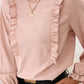 Frill Round Neck Flounce Sleeve Blouse