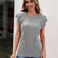 Ruffled Round Neck Cap Sleeve T-Shirt