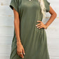 Full Size Scoop Neck Short Sleeve Pocket Mini Dress