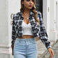 Collared Neck Decorative Pockets Jacket