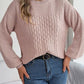 NotSoBasic Cable-Knit Round Neck Long Sleeve Sweater
