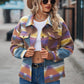Printed Collared Neck Jacket