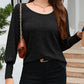 Ribbed Round Neck Lantern Sleeve Knit Top