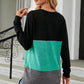 Color Block Round Neck Long Sleeve T-Shirt