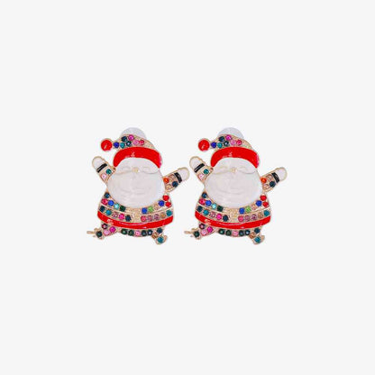 Christmas Rhinestone Alloy Santa Earrings