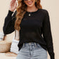 Beauteous Round Neck Openwork Dropped Shoulder Knit Top