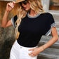 Contrast Round Neck Short Sleeve Knit Top