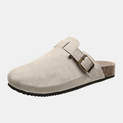 Suede Shoe Closed Toe Buckle Slides