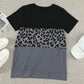 Full Size Leopard Print Color Block Short Sleeve T-Shirt