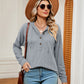 Full Size Half-Button Dropped Shoulder Hoodie