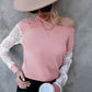 Lace Detail Round Neck Dropped Shoulder T-Shirt
