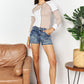 Double Take Khaki Color Block Exposed Seam Top