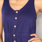 Double Take Navy Blue Full Size Button Front Empire Waist Sleeveless Slit Magic Dress