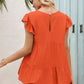 Women's Round Neck Flutter Sleeve Tiered Blouse